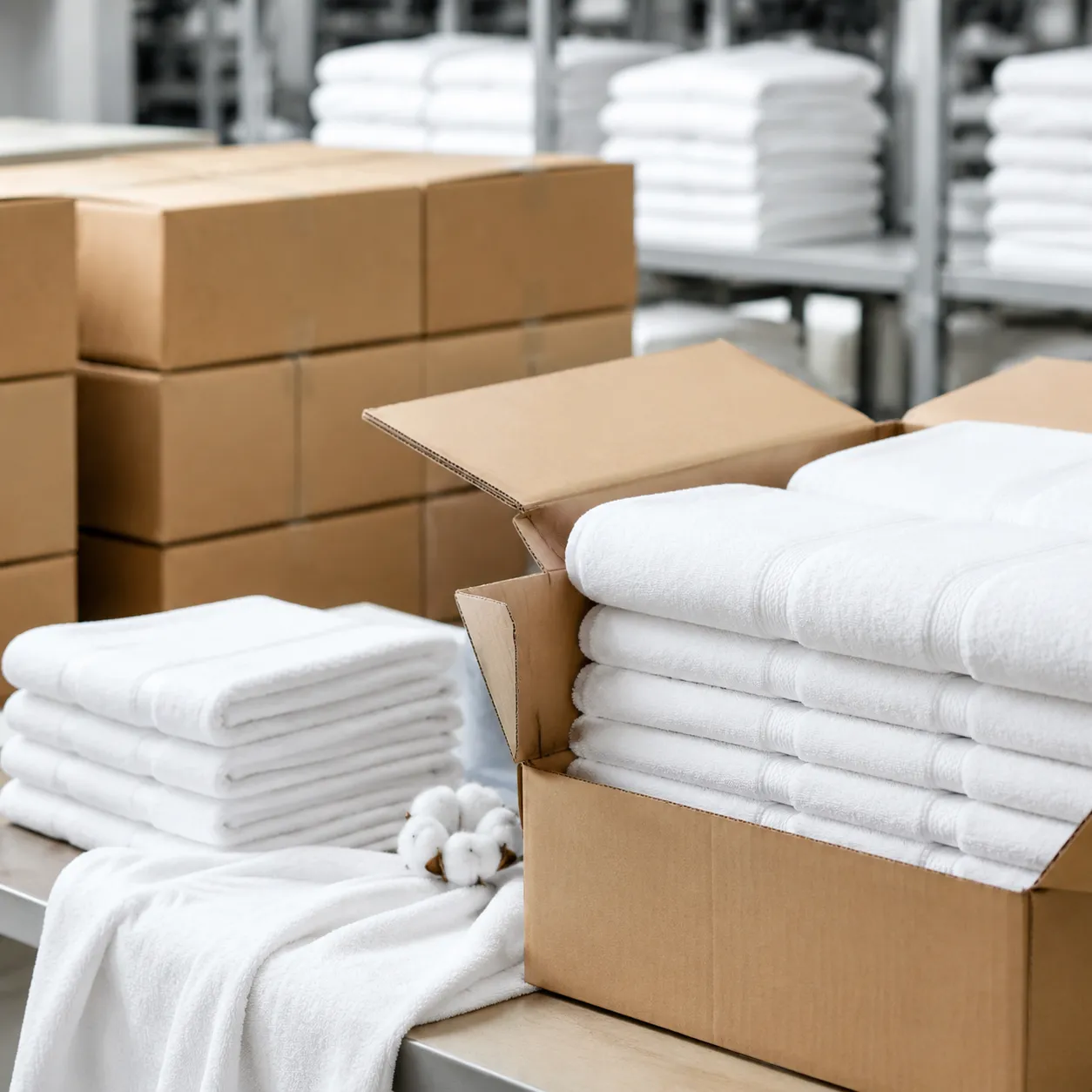 Factory QC team reviewing a microfiber bath towels specification sheet before bulk approval