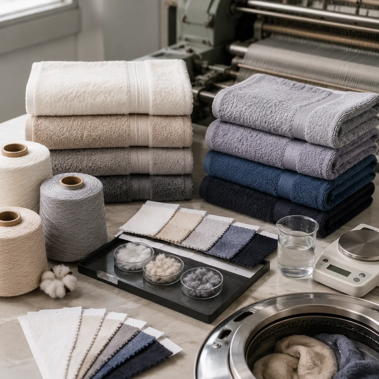 Combed cotton vs ring spun towels sample approval process with yarn, GSM and wash checks