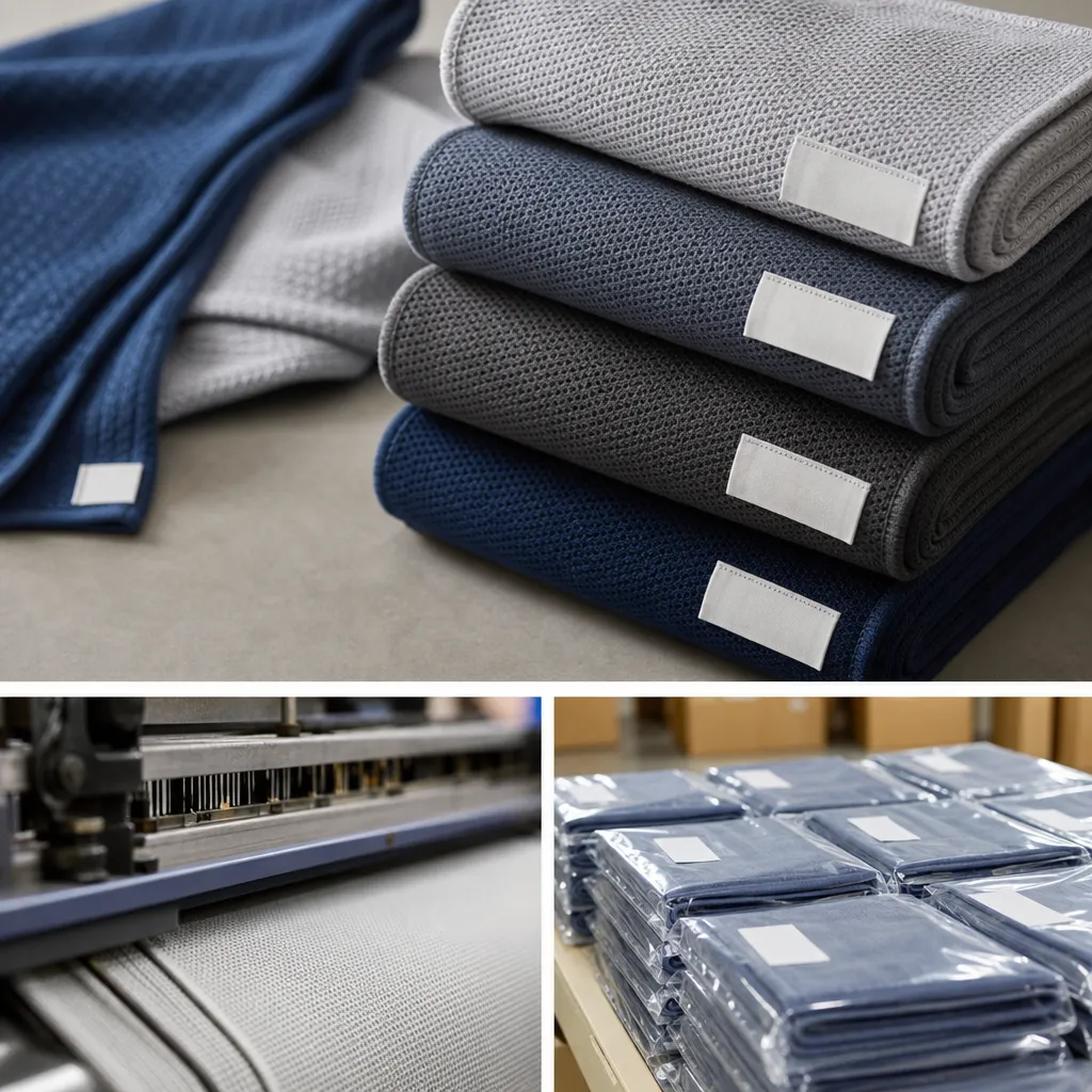 Factory folded cooling towels for neck with woven labels and bulk packing for athletic brand orders