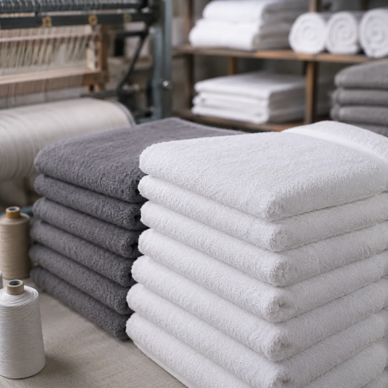Gym towel durability resort reorder plan for hotel fitness rooms with stacked cotton sweat towels