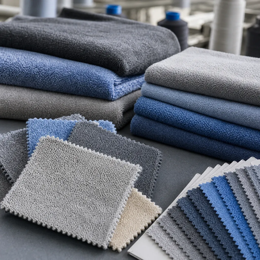 AutoZone microfiber towels benchmarked beside OEM car wash towel samples for bulk sourcing