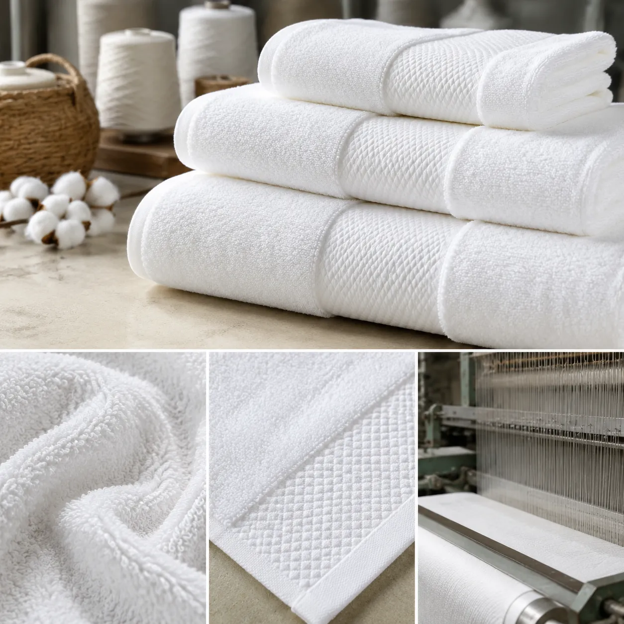spa towel cotton hotel procurement checklist showing loop terry, dobby border, and laundry-ready hems