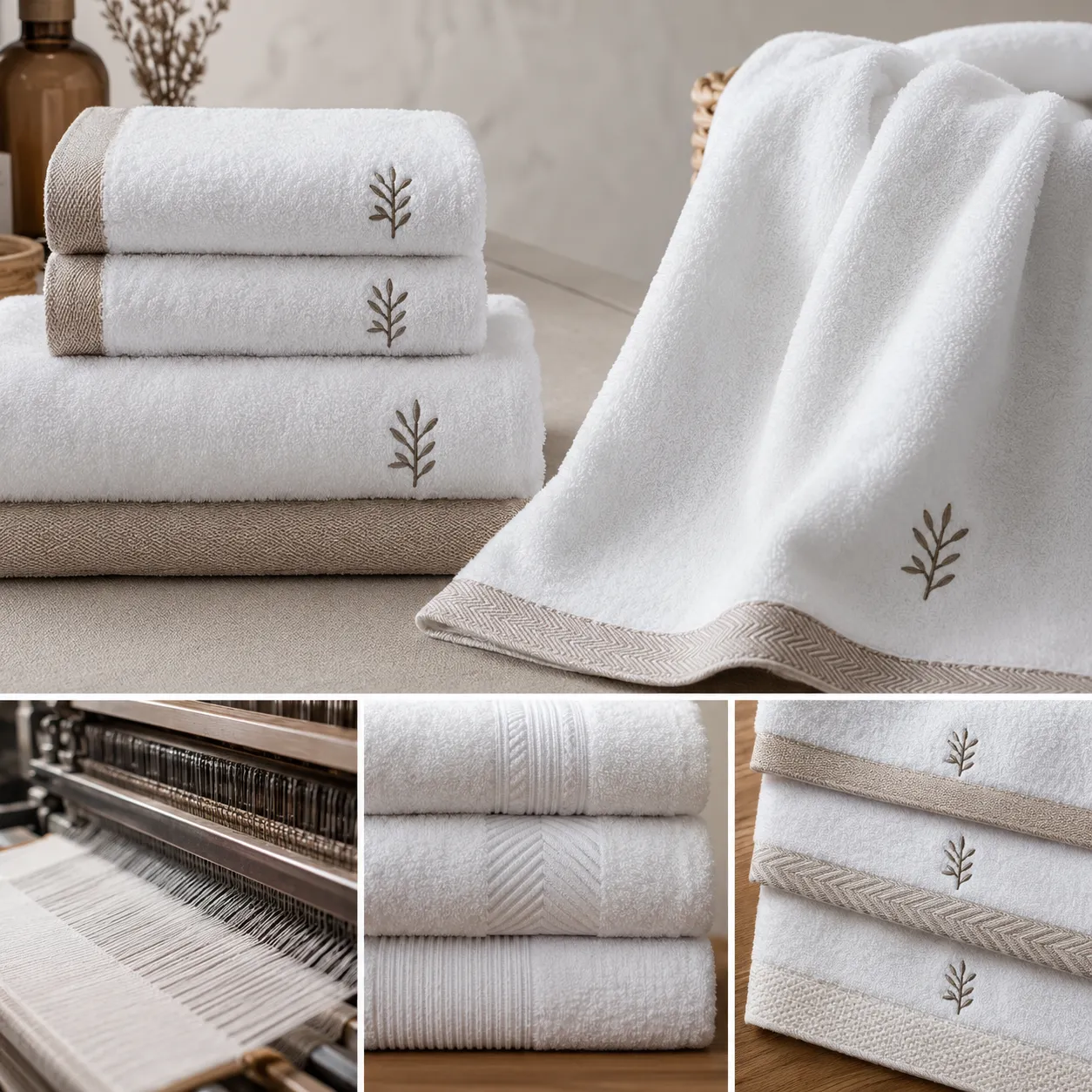 Spa towel cotton logo decoration guide showing embroidery, border placement, and cotton spa towel branding options
