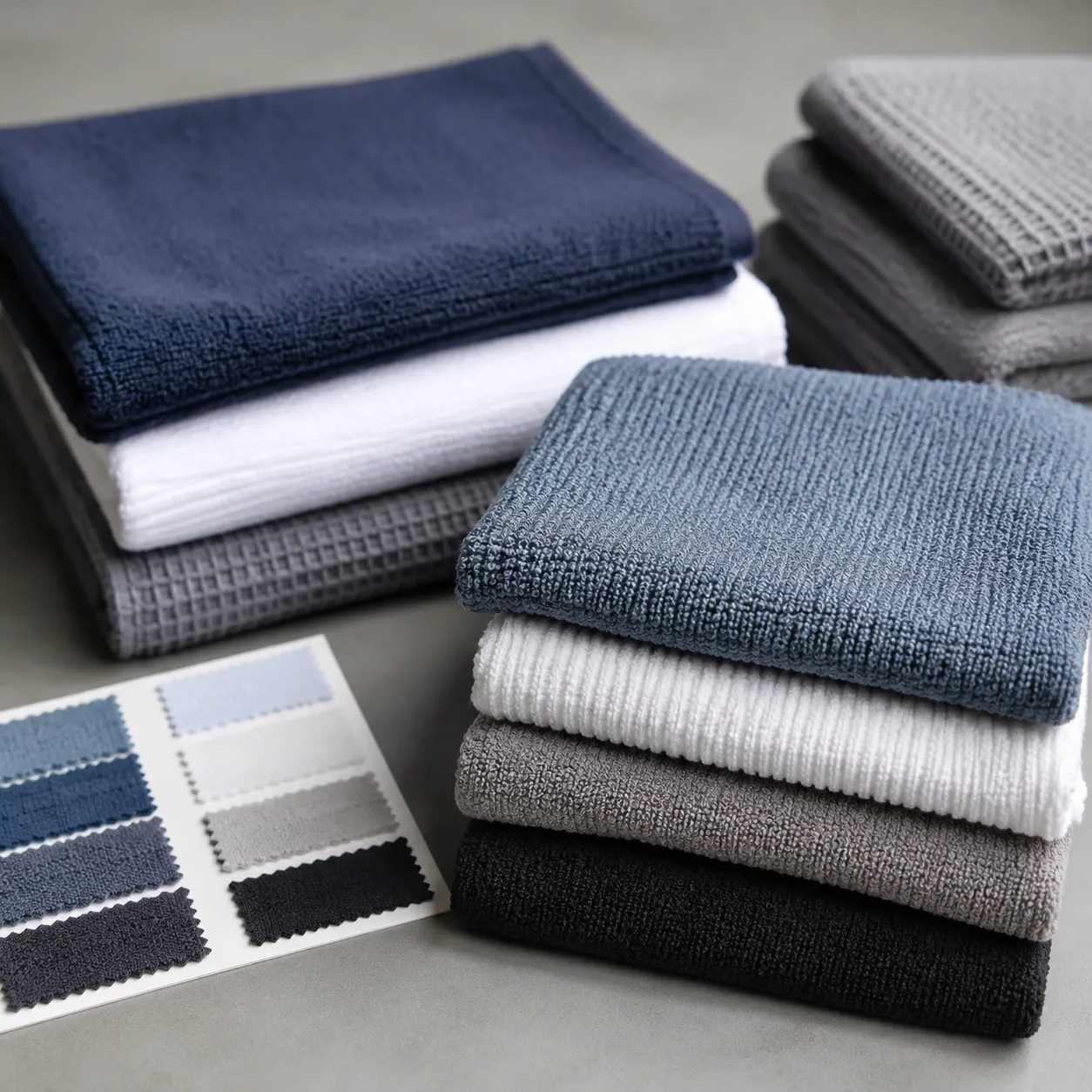 Folded sport towel microfiber samples for gym and athletic brand OEM development